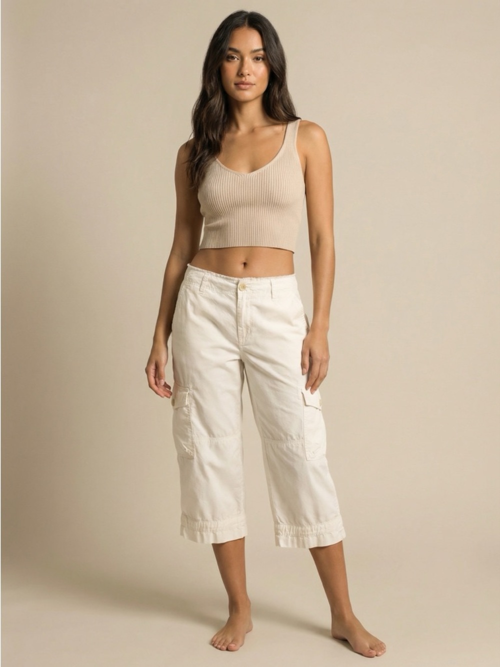 Banana Republic Cream Cargo Capris